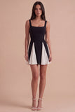 Black Thick Straps A Line Short Cocktail Dress