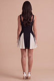 Black Thick Straps A Line Short Cocktail Dress
