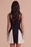 Black Thick Straps A Line Short Cocktail Dress