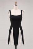 Black Thick Straps A Line Short Cocktail Dress