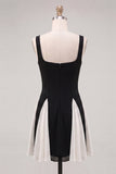 Black Thick Straps A Line Short Cocktail Dress