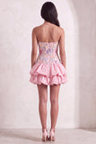 Sparkly Pink Floral Beaded Short Cocktail Dress
