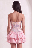 Sparkly Pink Floral Beaded Short Cocktail Dress