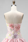 Sparkly Pink Floral Beaded Short Cocktail Dress