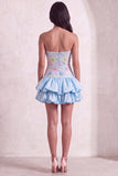 Sparkly Pink Floral Beaded Short Cocktail Dress