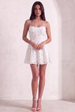 Light Blue Floral A Line Short Cocktail Dress