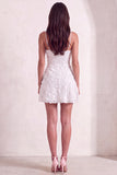 Light Blue Floral A Line Short Cocktail Dress