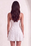 Light Blue Floral A Line Short Cocktail Dress