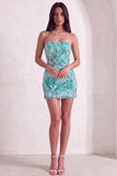 Sparkly Mint Green Sequin Bodycon Short Cocktail Dress