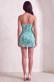 Sparkly Mint Green Sequin Bodycon Short Cocktail Dress