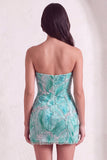 Sparkly Mint Green Sequin Bodycon Short Cocktail Dress