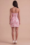 Sparkly Pink Sequin Bodycon Short Cocktail Dress