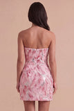 Sparkly Pink Sequin Bodycon Short Cocktail Dress