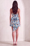 Pink Floral Beaded Short Cocktail Dress with Bow