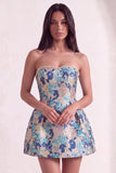 Pink Floral Beaded Short Cocktail Dress with Bow
