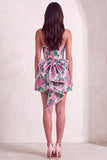 Pink Floral Beaded Short Cocktail Dress with Bow