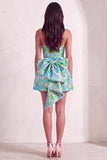 Pink Floral Beaded Short Cocktail Dress with Bow