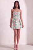 Pink Floral Beaded Short Cocktail Dress with Bow