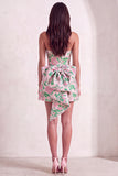 Pink Floral Beaded Short Cocktail Dress with Bow