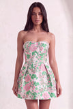Pink Floral Beaded Short Cocktail Dress with Bow