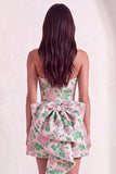 Pink Floral Beaded Short Cocktail Dress with Bow
