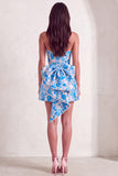 Pink Floral Beaded Short Cocktail Dress with Bow