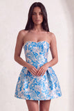 Pink Floral Beaded Short Cocktail Dress with Bow