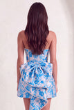 Pink Floral Beaded Short Cocktail Dress with Bow