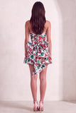 Pink Floral Beaded Short Cocktail Dress with Bow