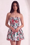 Pink Floral Beaded Short Cocktail Dress with Bow