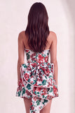 Pink Floral Beaded Short Cocktail Dress with Bow