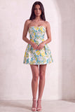 Pink Floral Beaded Short Cocktail Dress with Bow