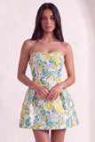 Pink Floral Beaded Short Cocktail Dress with Bow