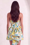 Pink Floral Beaded Short Cocktail Dress with Bow