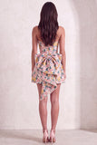 Pink Floral Beaded Short Cocktail Dress with Bow