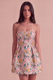 Pink Floral Beaded Short Cocktail Dress with Bow