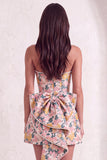 Pink Floral Beaded Short Cocktail Dress with Bow