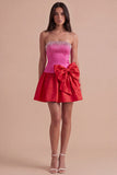 Sparkly Beaded Fuchsia and Red Short Cocktail Dress
