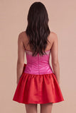 Sparkly Beaded Fuchsia and Red Short Cocktail Dress