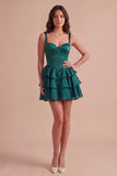 Dark Green Corset Ruffled Short Cocktail Dress