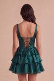 Dark Green Corset Ruffled Short Cocktail Dress