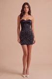 Black Sparkly Corset Beaded Short Cocktail Dress
