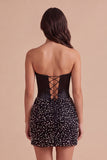 Black Sparkly Corset Beaded Short Cocktail Dress