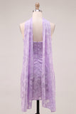 Lilac Floral Neck Scarf Bodycon Short Cocktail Dress