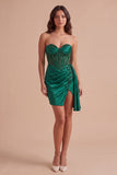 Sparkly Dark Green Corset Beaded Short Cocktail Dress