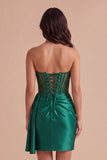 Sparkly Dark Green Corset Beaded Short Cocktail Dress