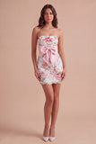Sparkly Pink Floral Sequin Embroidered Short Cocktail Dress