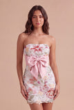 Sparkly Pink Floral Sequin Embroidered Short Cocktail Dress