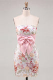 Sparkly Pink Floral Sequin Embroidered Short Cocktail Dress