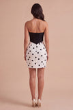 Black and White Polka Dots Corset Short Cocktail Dress with Lace